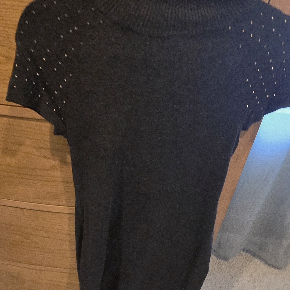 Apt. 9 Charcoal Gray Cowl Neck Sweater Dress, Embellished With Silver Dots, XS
